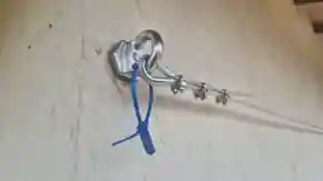 Documentary photograph of JFS building maintenance activities: Anchor point installation